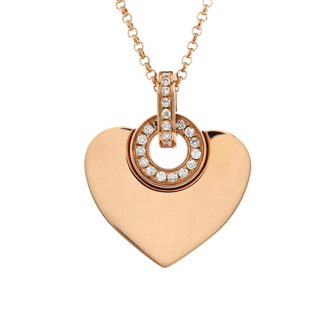 Bvlgari Cuore Heart Pendant Necklace 18K Rose Gold with Diamonds: Bvlgari Cuore Heart Pendant Necklace 18K Rose Gold with Diamonds
