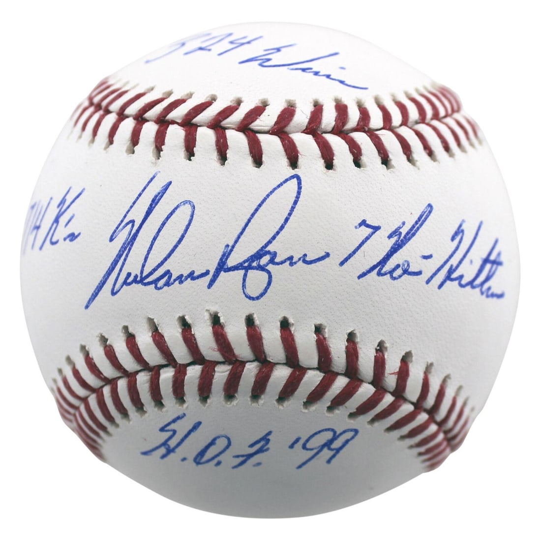 Nolan Ryan Signed & Stat Inscribed Baseball (Beckett COA): Nolan Ryan Signed & Stat Inscribed Baseball (Beckett COA)
