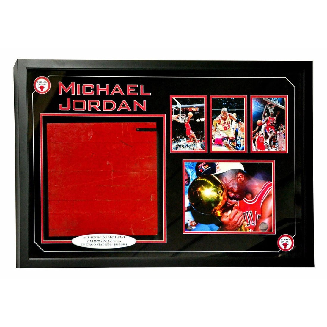 Bulls Chicago Stadium Authentic Game Used 6x6 Floor Framed COA #D/5 Jordan: LOOKING FOR THE NEXT BIG THING TO ADD TO YOUR MEMORABILIA COLLECTION? WELL THIS IS IT! CHICAGO STADIUM GAME USED 6" X 6" FRAMED FLOOR COLLAGE! MICHAEL JORDAN WOULD END UP PLAYING HIS FIRST 10 YEARS IN