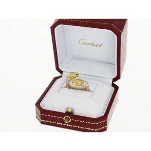 Cartier Panther Cougar 18k Gold Bypass Ring Diamonds Size US4-4.5 EU47 With Case: Cartier Panther Cougar 18k Gold Bypass Ring Diamonds Size US4-4.5 EU47 With Case