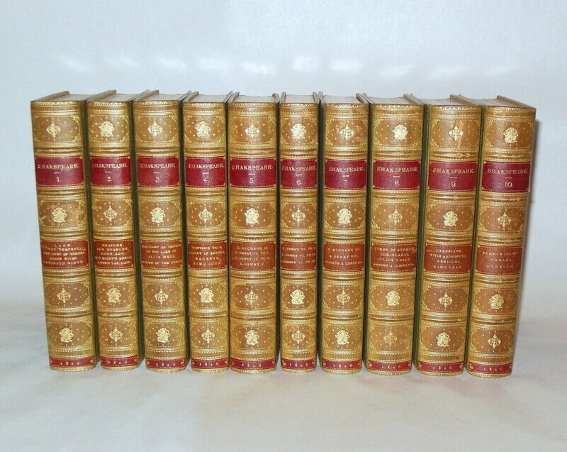 Amazing RARE SHAKESPEARE BOOKS 10 v. complete 1826 Full Leather ZAEHNSDORF (1 of 2)