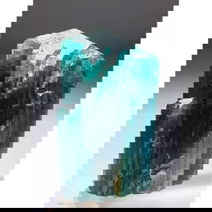 Bluish Green Indicolite Aesthetic ST Tourmaline Crystal: Bluish Green Indicolite Aesthetic ST Tourmaline Crystal. Approximate Measurements: 56x36x26 mm
