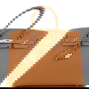 Hermes Birkin Handbag Gold Epsom with Gold Hardware 35 Brown: Hermes Birkin Handbag Gold Epsom with Gold Hardware 35 Brown