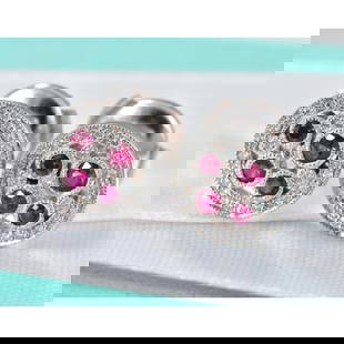 Tiffany & Co Platinum Diamond Ruby Cobblestone Luxury Stud Earrings in Box Rare: Tiffany & Co Platinum Diamond Ruby Cobblestone Luxury Stud Earrings in Box Rare