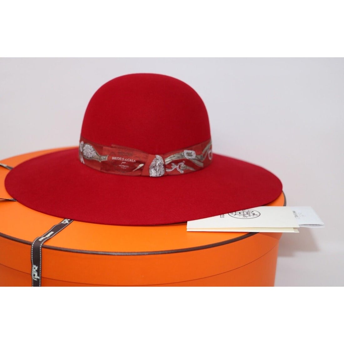 Hermes Women Hat Francoise Rabbit Felt In Rouge Red “Brides De Gala?? Sz 57 *New (1 of 7)