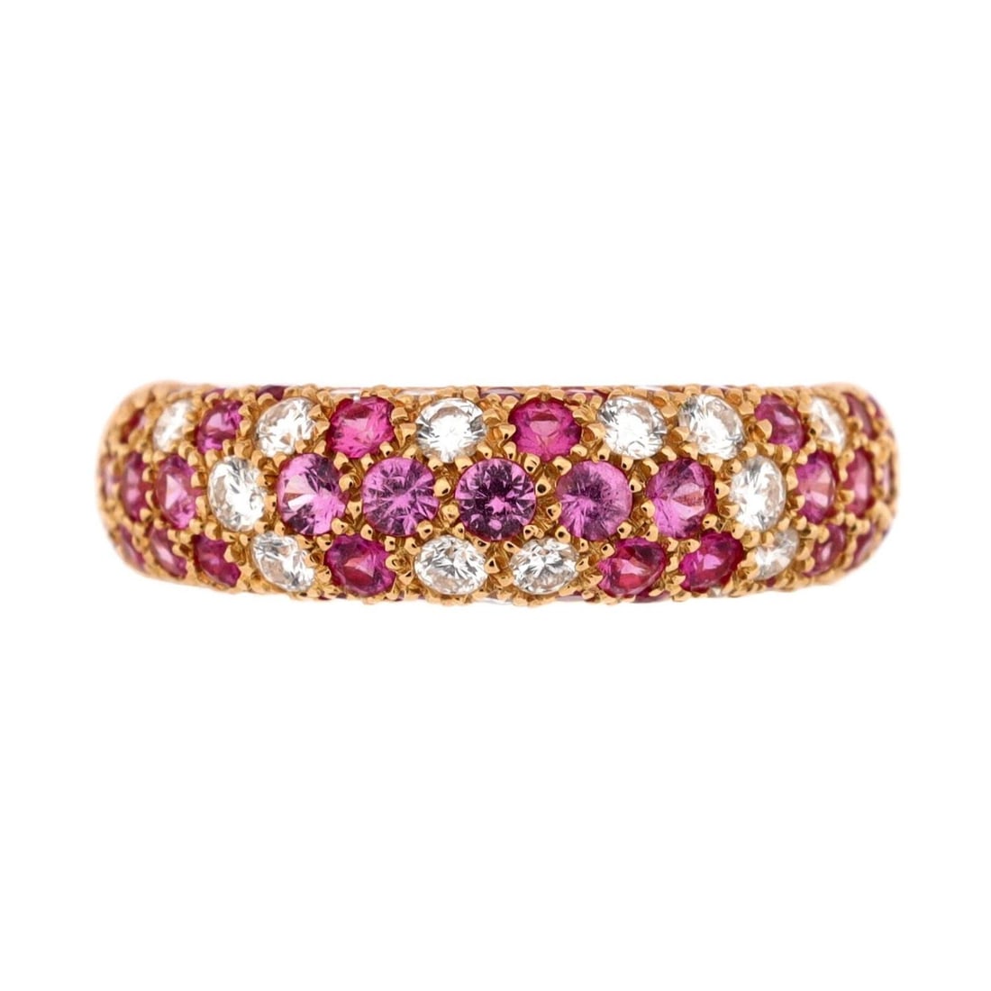 Cartier Mimi Pave Band Ring 18K Rose Gold with Sapphires and Diamonds (1 of 3)