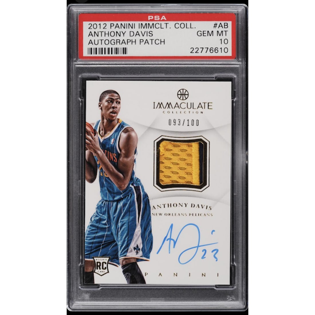 2012 Immaculate Collection Anthony Davis Auto Rookie Patch
