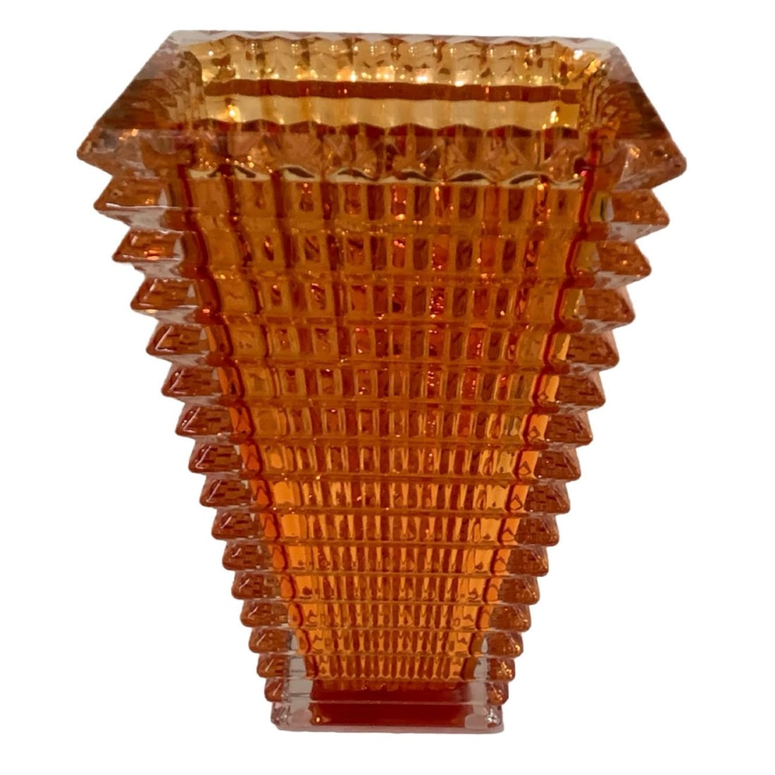 Baccarat style orange vase H10 (1 of 2)