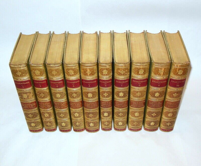 Amazing RARE SHAKESPEARE BOOKS 10 v. complete 1826 Full Leather ZAEHNSDORF (1 of 3)