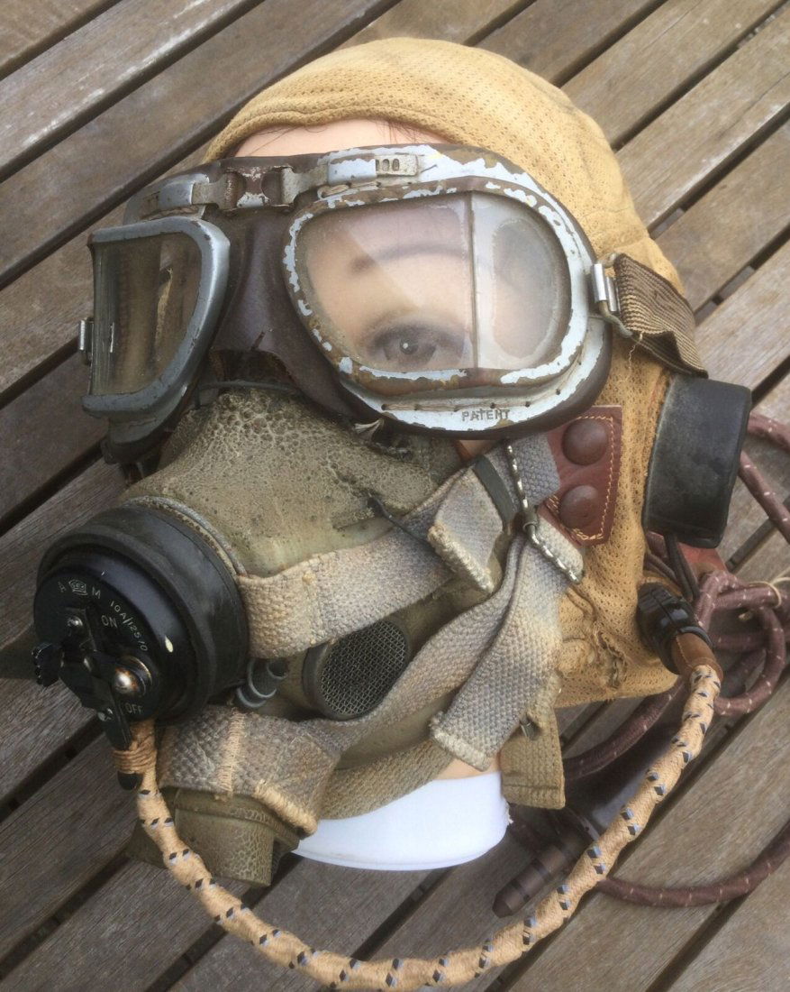 WW2 AUSTRALIAN ISSUE RAF/RAAF TYPE E TROPICAL FLYING HELMET G MASK GOGGLES (1 of 1)