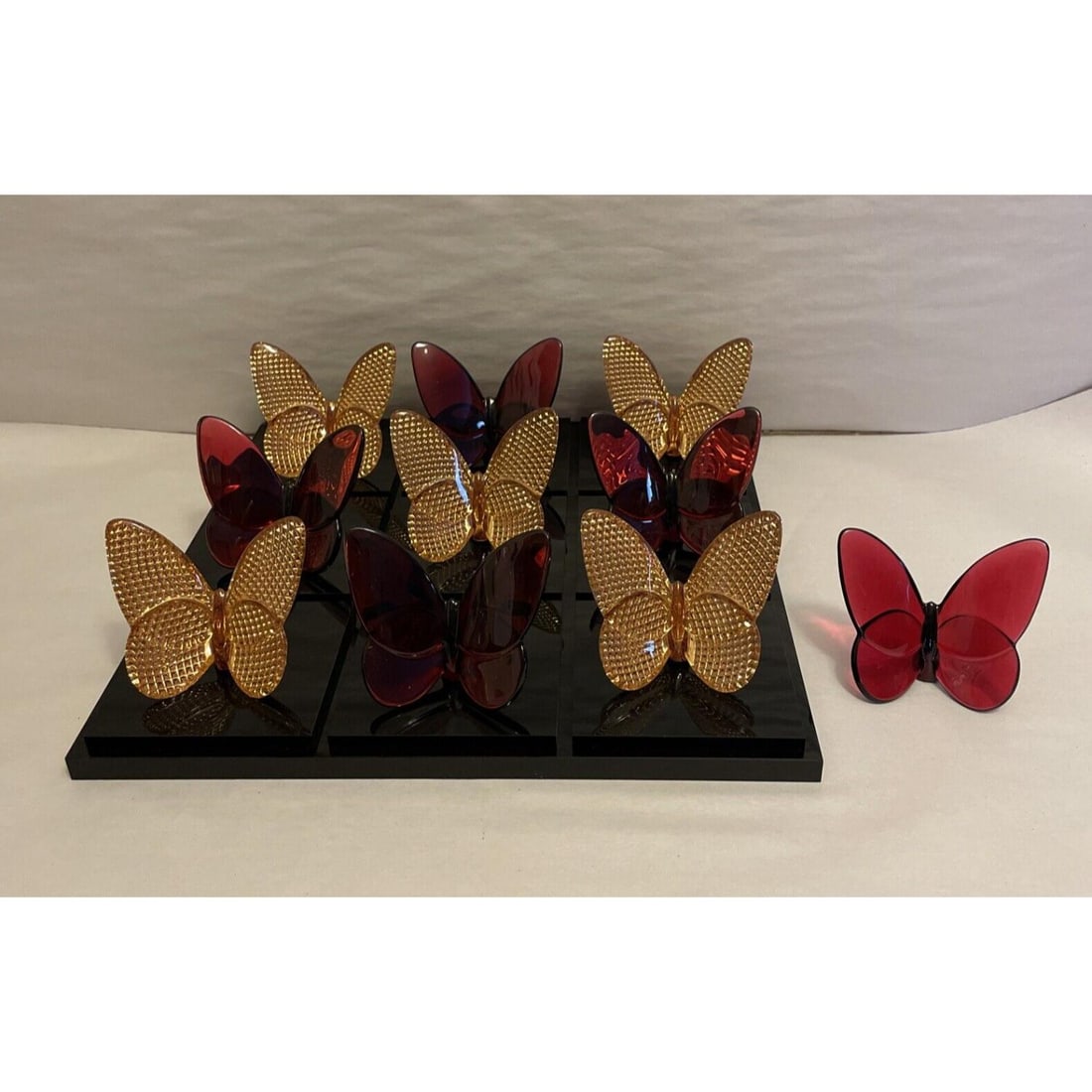 Stunning Rare Baccarat Tic Tac Toe Board with 10 Butterfly Gold & Red Excellent (1 of 7)