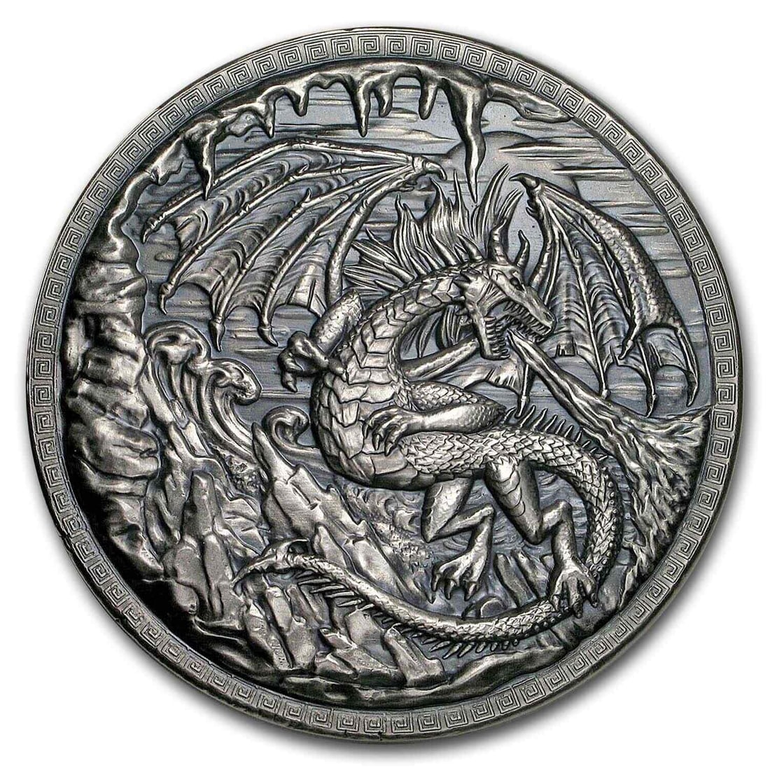10 oz Silver Ultra High Relief Round - Dragon vs Vikings (w/Box) (1 of 3)
