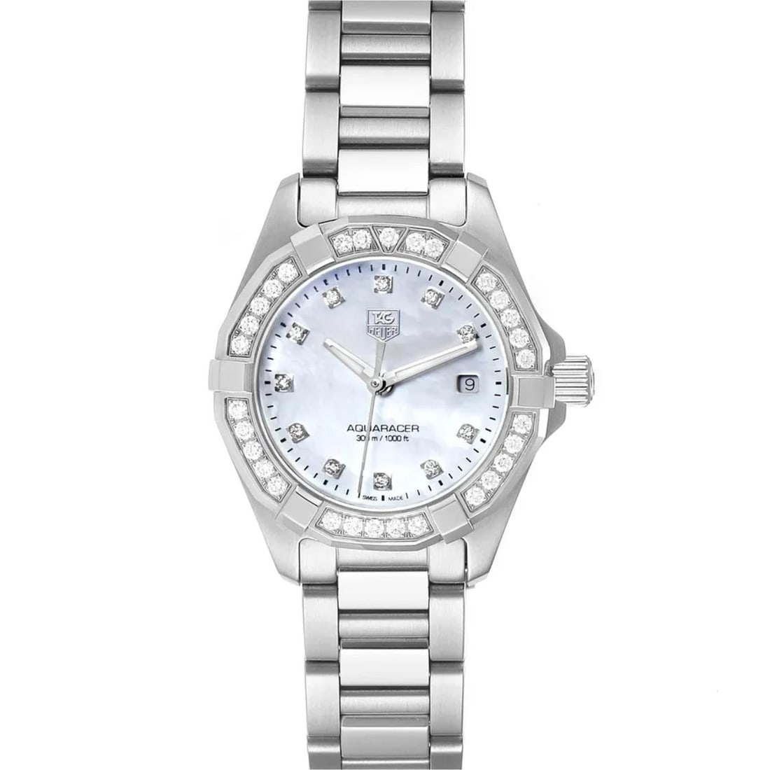 Womens Tag Heuer Aquaracer Stainless Steel Quartz Watch With A Mother Of Pearl Dial (1 of 3)