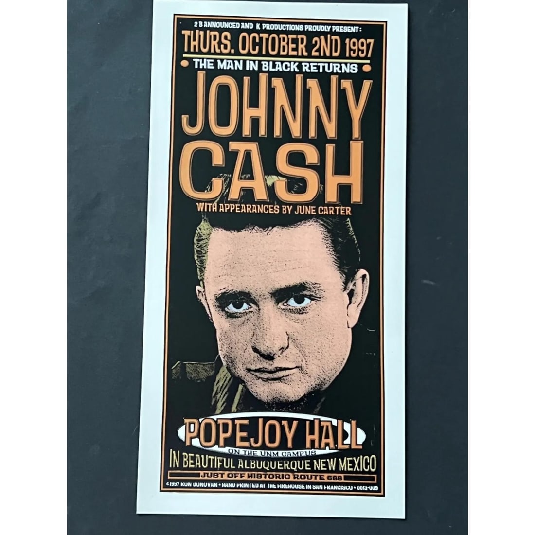 1977 Johnny Cash Original 12.6"x25" Concert Poster (1 of 3)