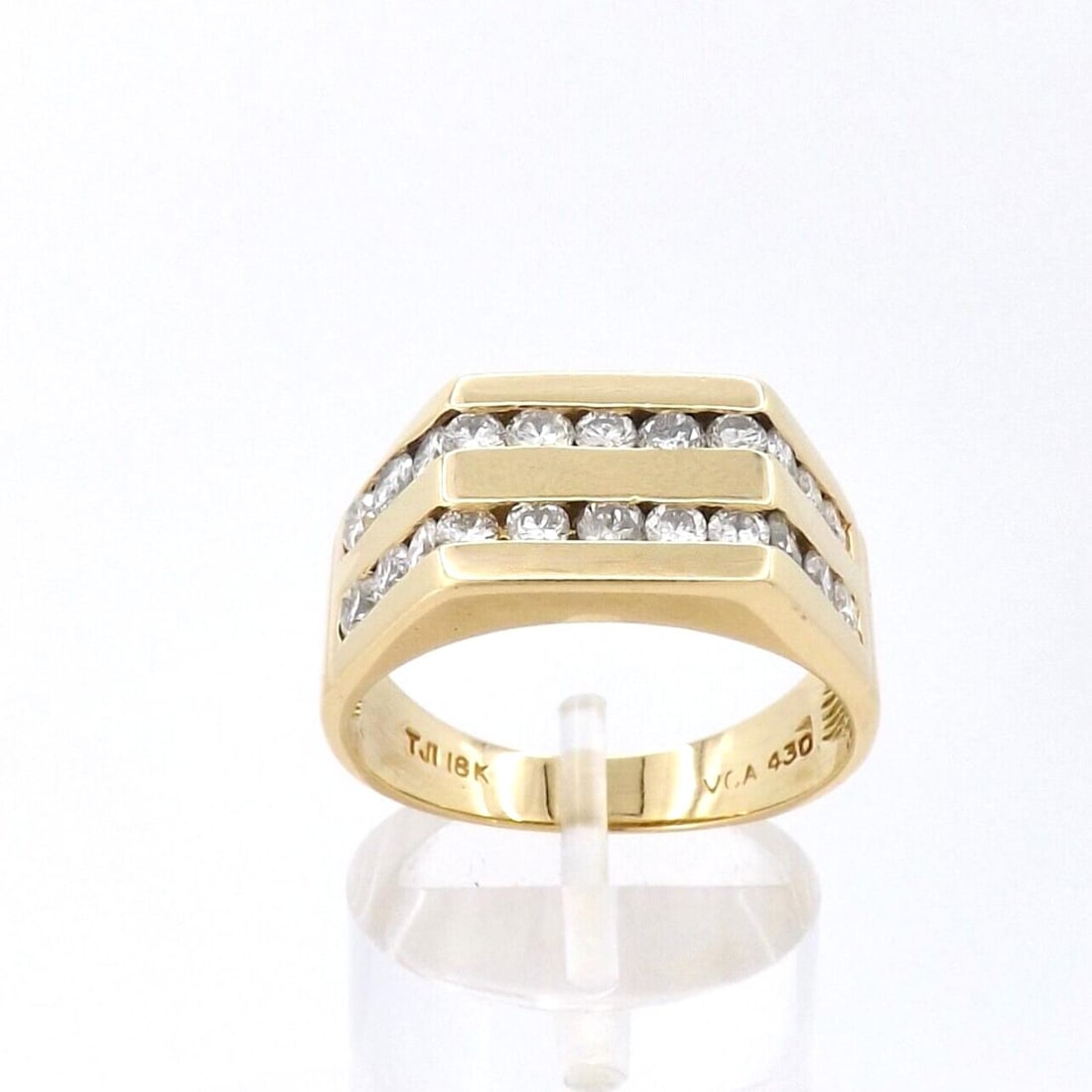 Van Cleef Arpels 18K Gold Round Diamond Double Row Mens Wedding Band Ring (1 of 8)