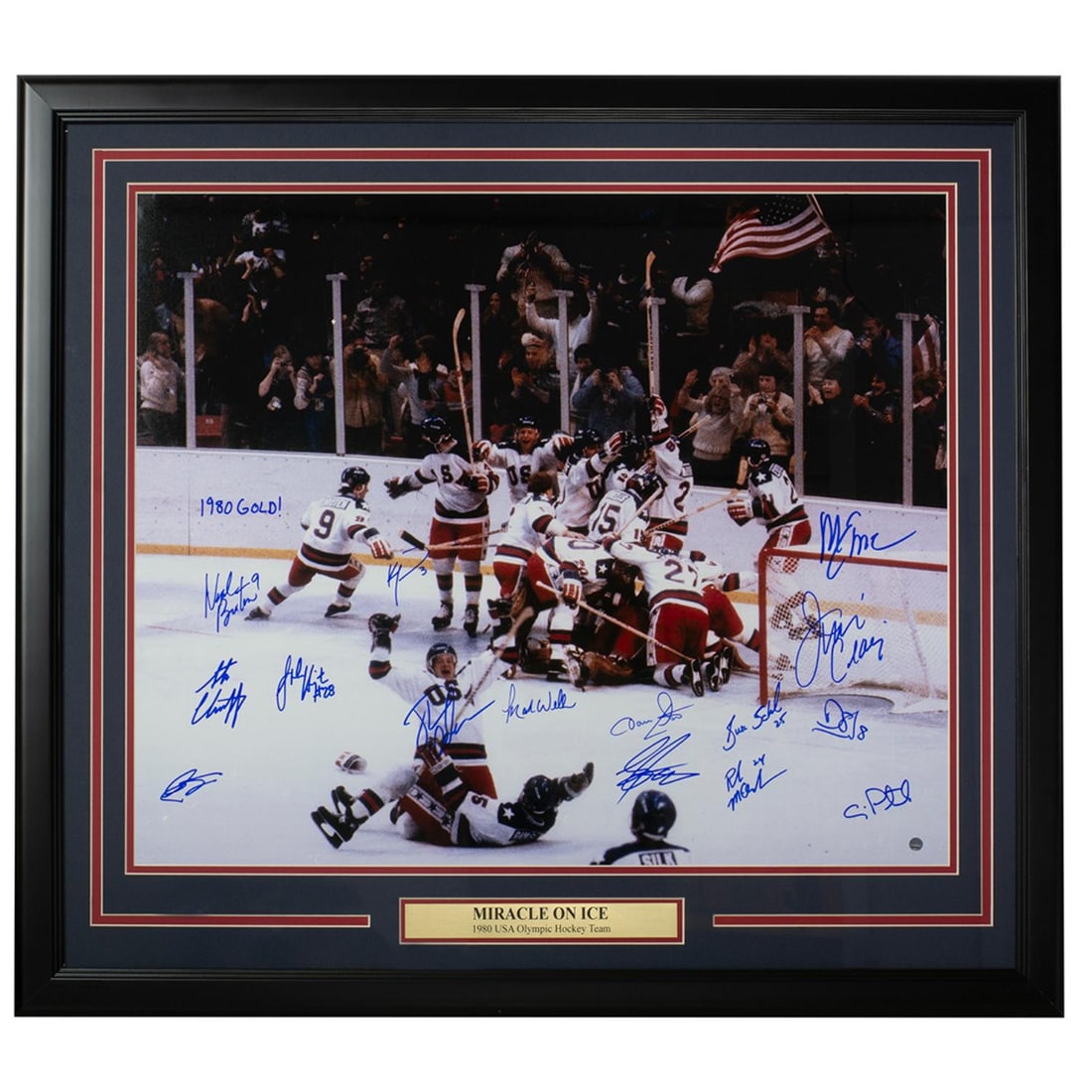 1980 USA Olympic Hockey Team Multi-Signed 16x20 Photo Framed Steiner 157660 (1 of 1)