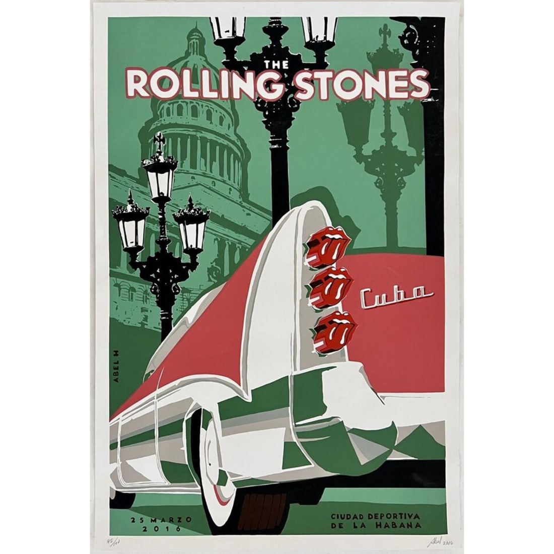 Original Silkscreen Poster ROLLING STONES CUBA 2016 Signed RARE EDITION (1 of 1)