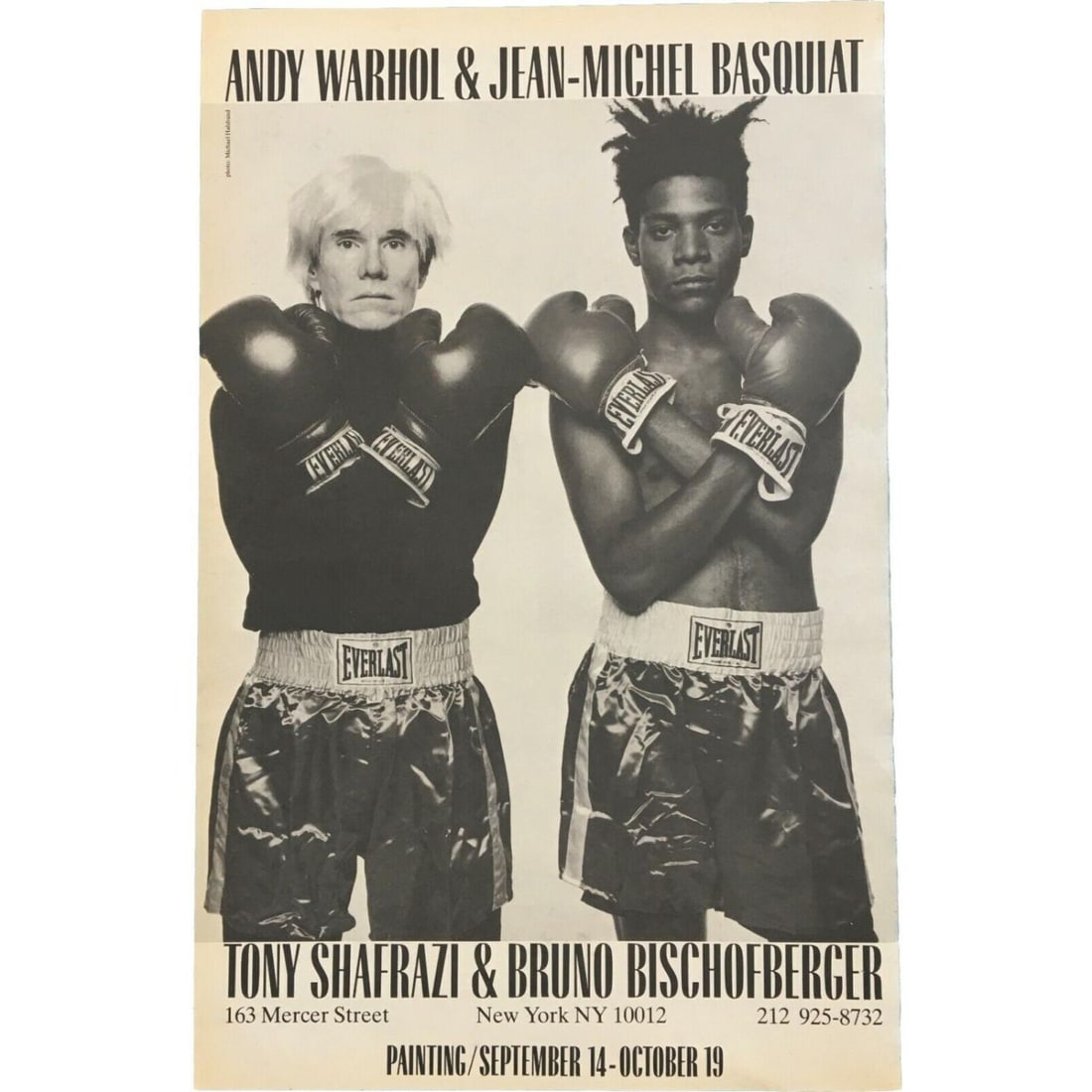 Andy Warhol & Jean-Michael Basquiat Original Vintage 1985 Gallery Opening Advertisment Boxing Poster (1 of 1)