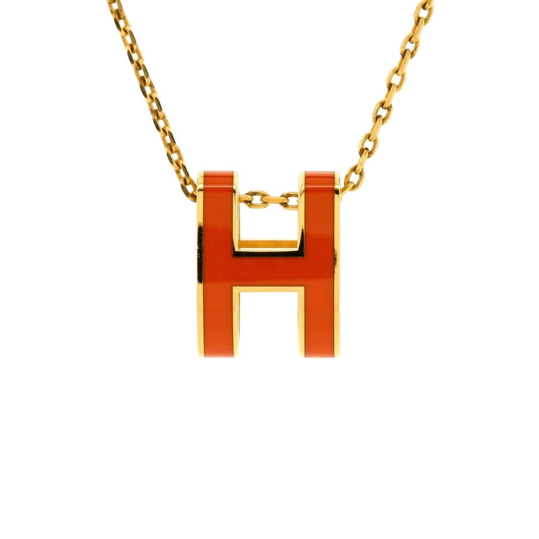 Hermes Pop H Pendant Chain Necklace Metal and Enamel Gold (1 of 3)