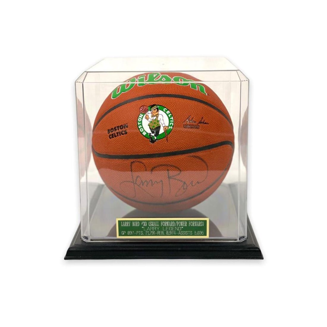 Larry Bird Signed Celtics Ball Display (BAS COA) (1 of 1)