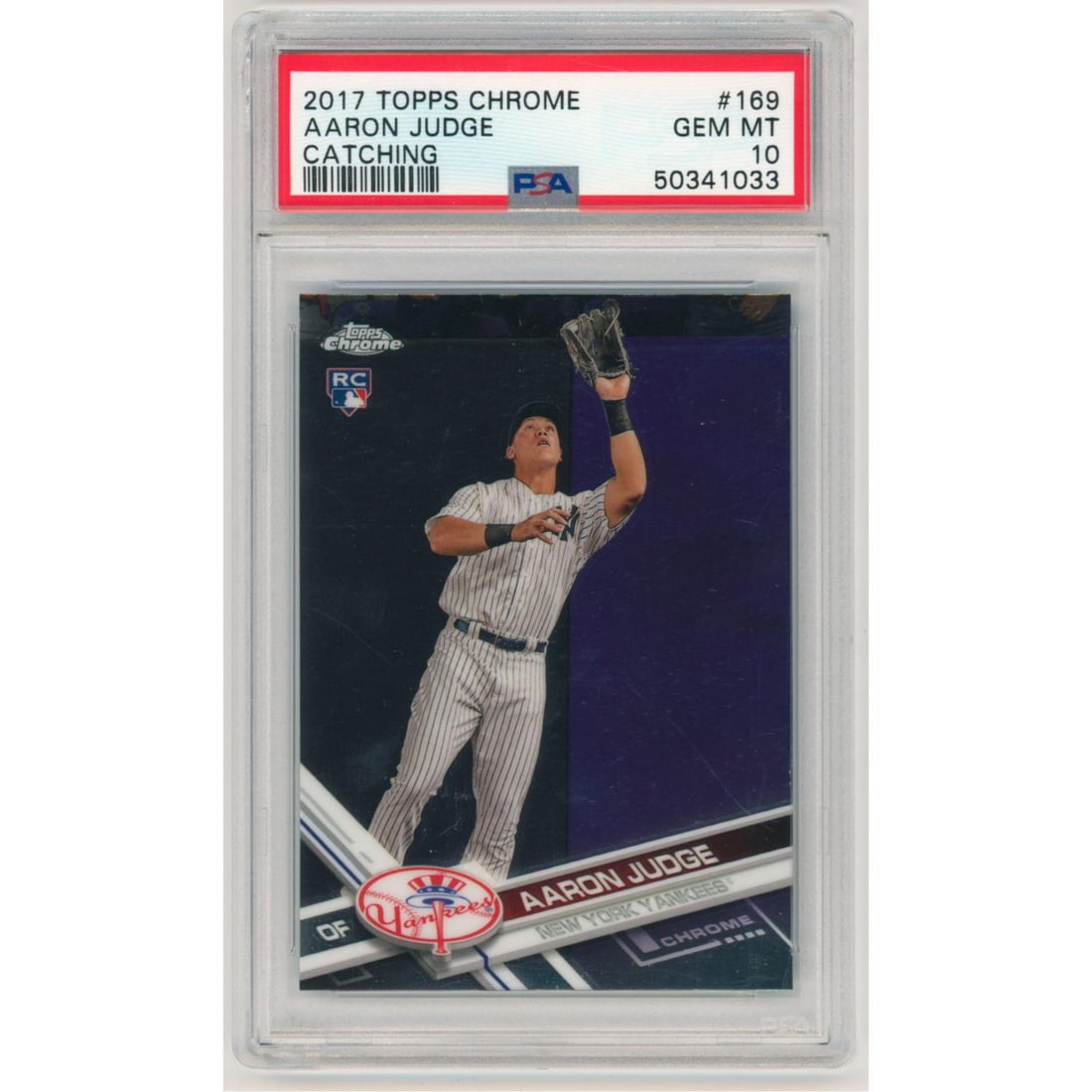 2017 Topps Chrome Aaron Judge Catching RC Rookie #169 PSA 10 Gem Mint Yankees (1 of 1)