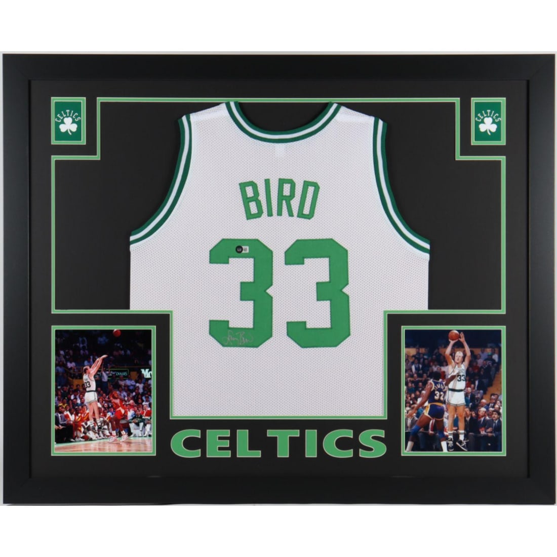 Larry Bird Signed Custom Framed Jersey Display (Beckett COA) (1 of 1)