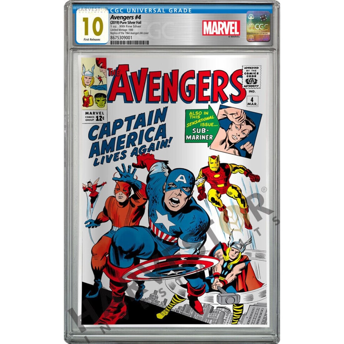CGC 10 AVENGERS #4 - SILVER FOIL MARVEL COMIC (1 of 2)