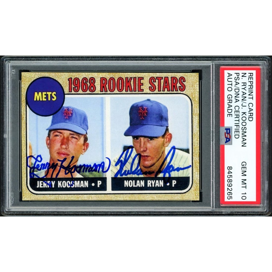 Nolan Ryan & Jerry Koosman Dual Signed 1968 Topps Rookie Reprint Card (PSA 10 Auto) (1 of 2)