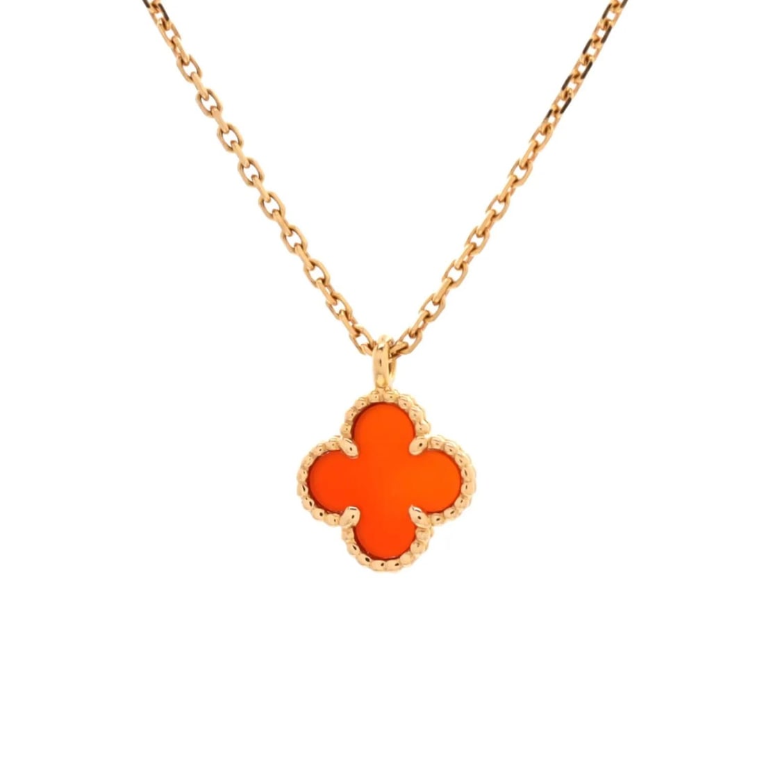 Van Cleef & Arpels Sweet Alhambra Pendant Necklace 18K Rose Gold and Carnelian (1 of 3)