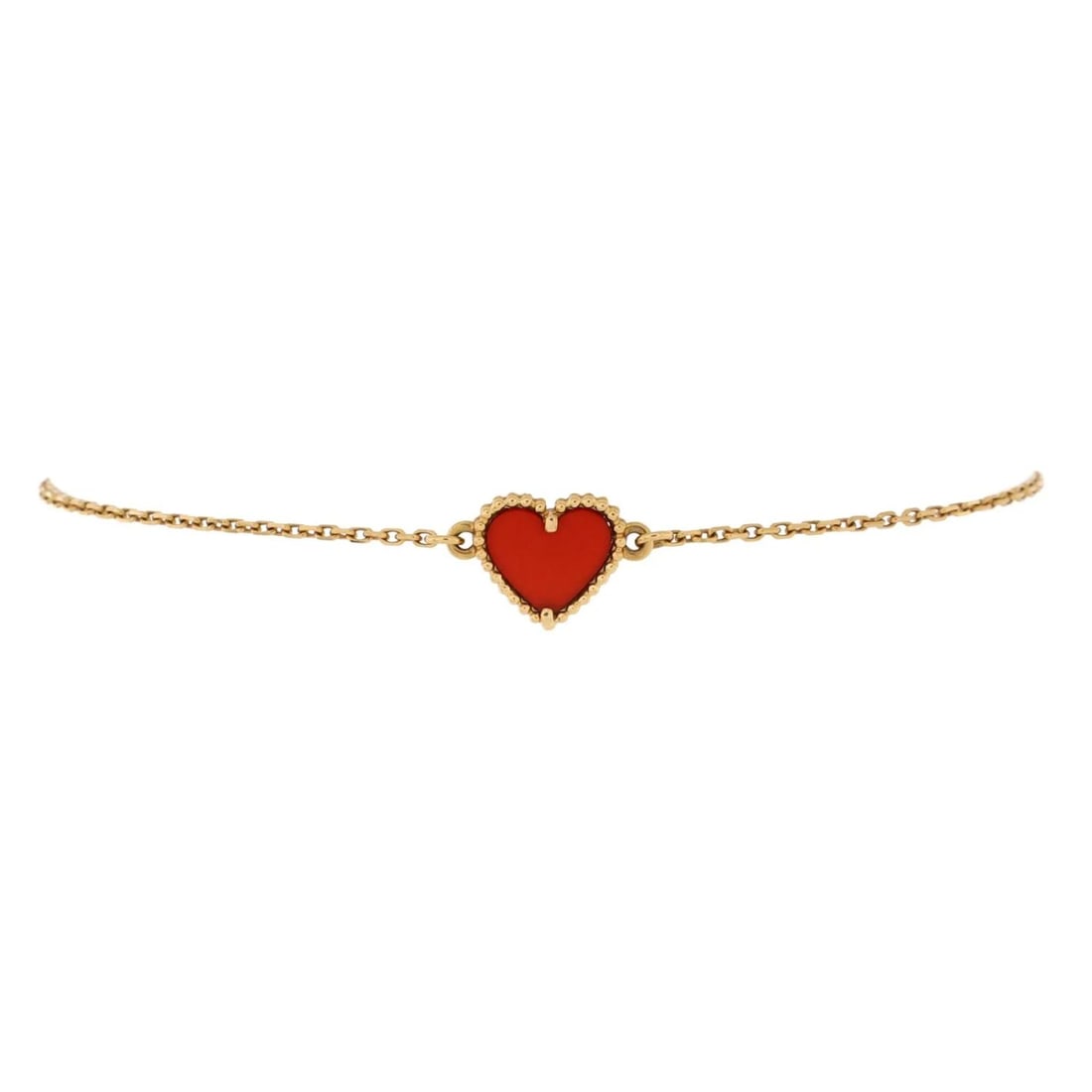 Van Cleef & Arpels Sweet Alhambra Heart Bracelet 18K Yellow Gold and Carnelian (1 of 3)