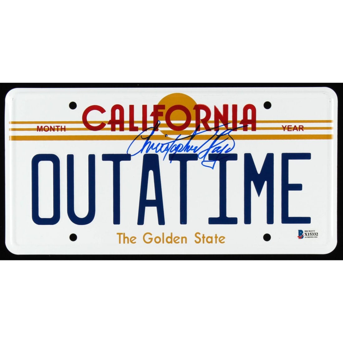 Christopher Lloyd Signed "Back to the Future" California License Plate (Beckett COA) (1 of 1)