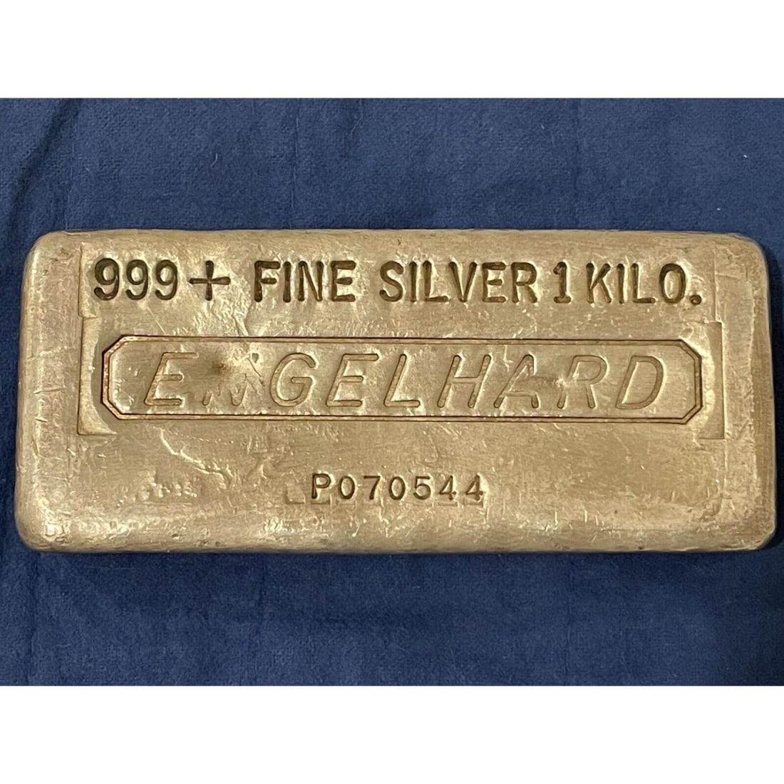 Rare Kilo Engelhard P Series Waffleback Vintage Silver Bar Old Ingot (1 of 2)