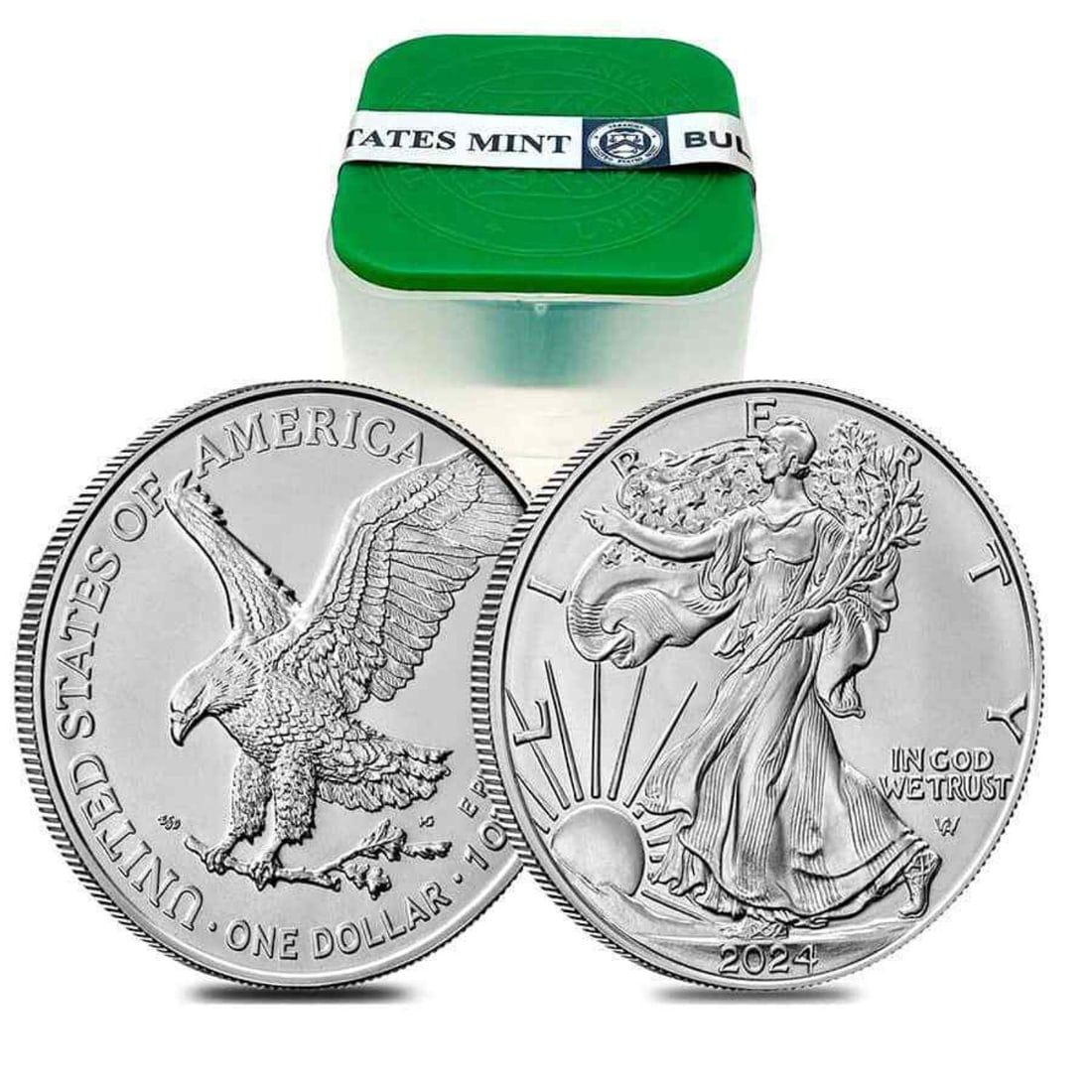 Roll of 20 - 2024 1 oz Silver American Eagle $1 Coin BU (1 of 1)