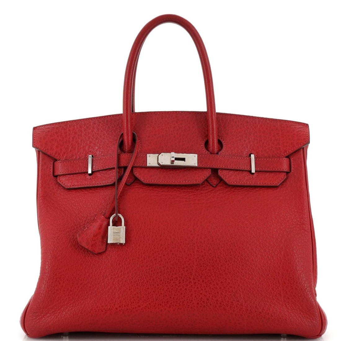 Hermes Birkin Handbag Rouge Vif Buffalo Skipper with Palladium Hardware 35 Red (1 of 12)