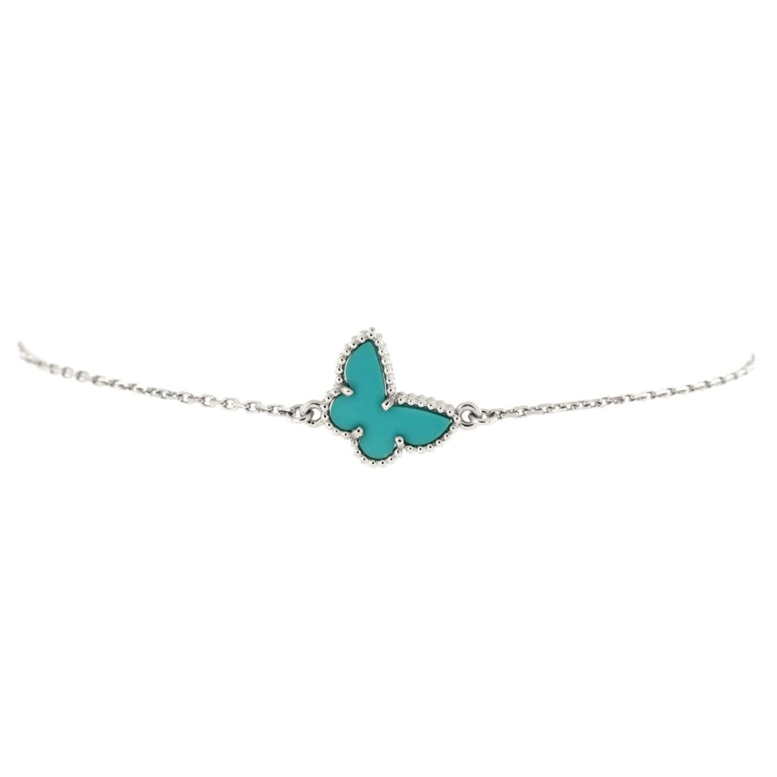 Van Cleef & Arpels Sweet Alhambra Butterfly Bracelet 18K White Gold and Turquois (1 of 3)