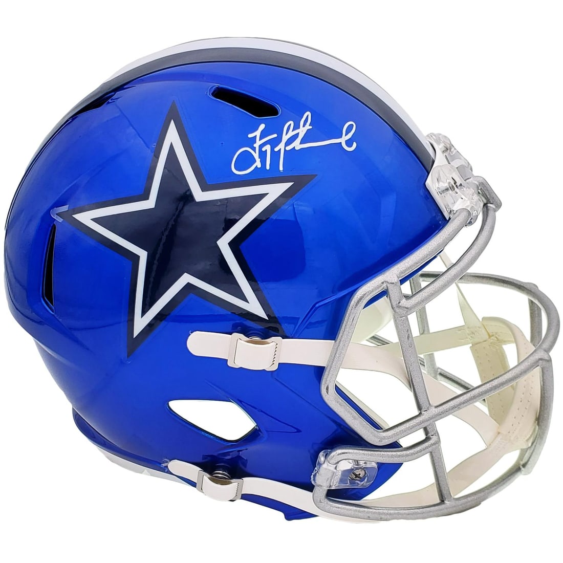 Troy Aikman Autographed Dallas Cowboys Flash Blue Full Size Replica Speed Helmet BAS (1 of 1)