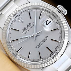 Mens 18k White Gold & Stainless Steel Rolex Datejust With A Gray Dial & Oyster Band (1 of 5)