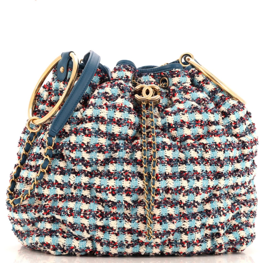 Chanel Chesterfield Bucket Bag Tweed Large Blue, Multicolor (1 of 7)