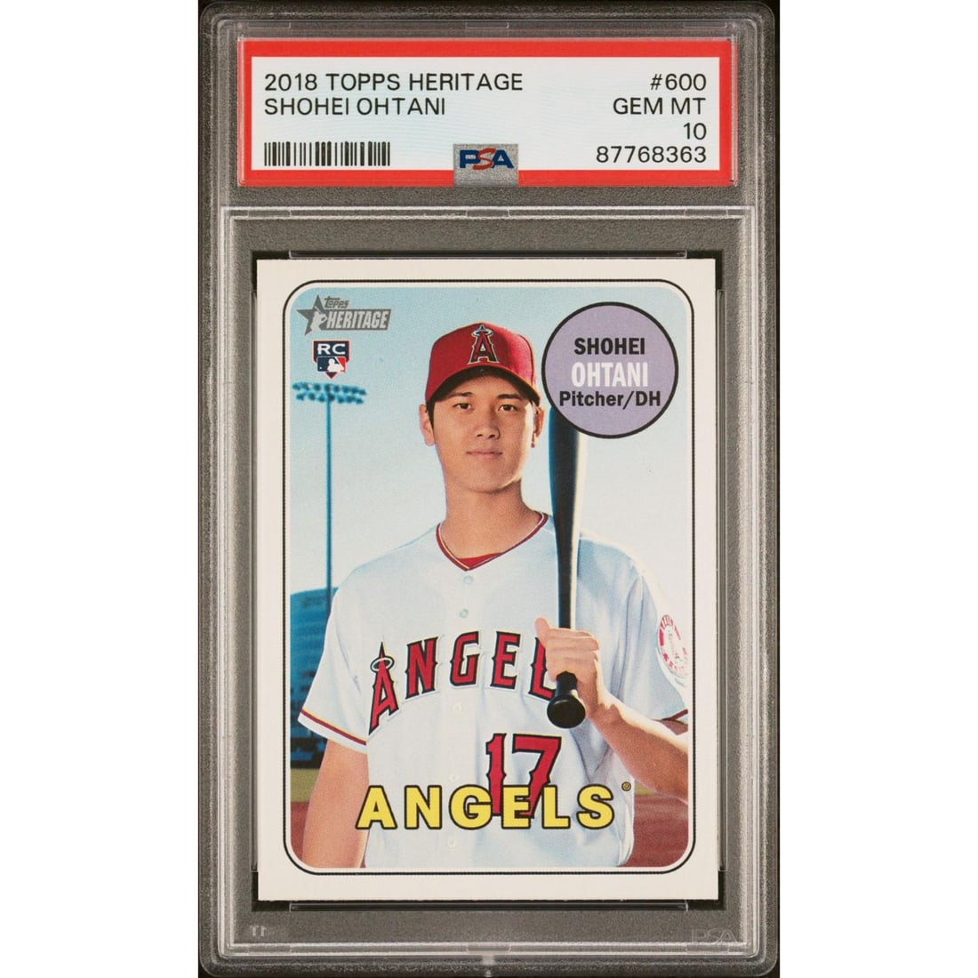 2018 Topps Heritage #600 Shohei Ohtani PSA 10 RC Rookie Gem Mint: 2018 Topps Heritage #600 Shohei Ohtani PSA 10 RC Rookie Gem Mint