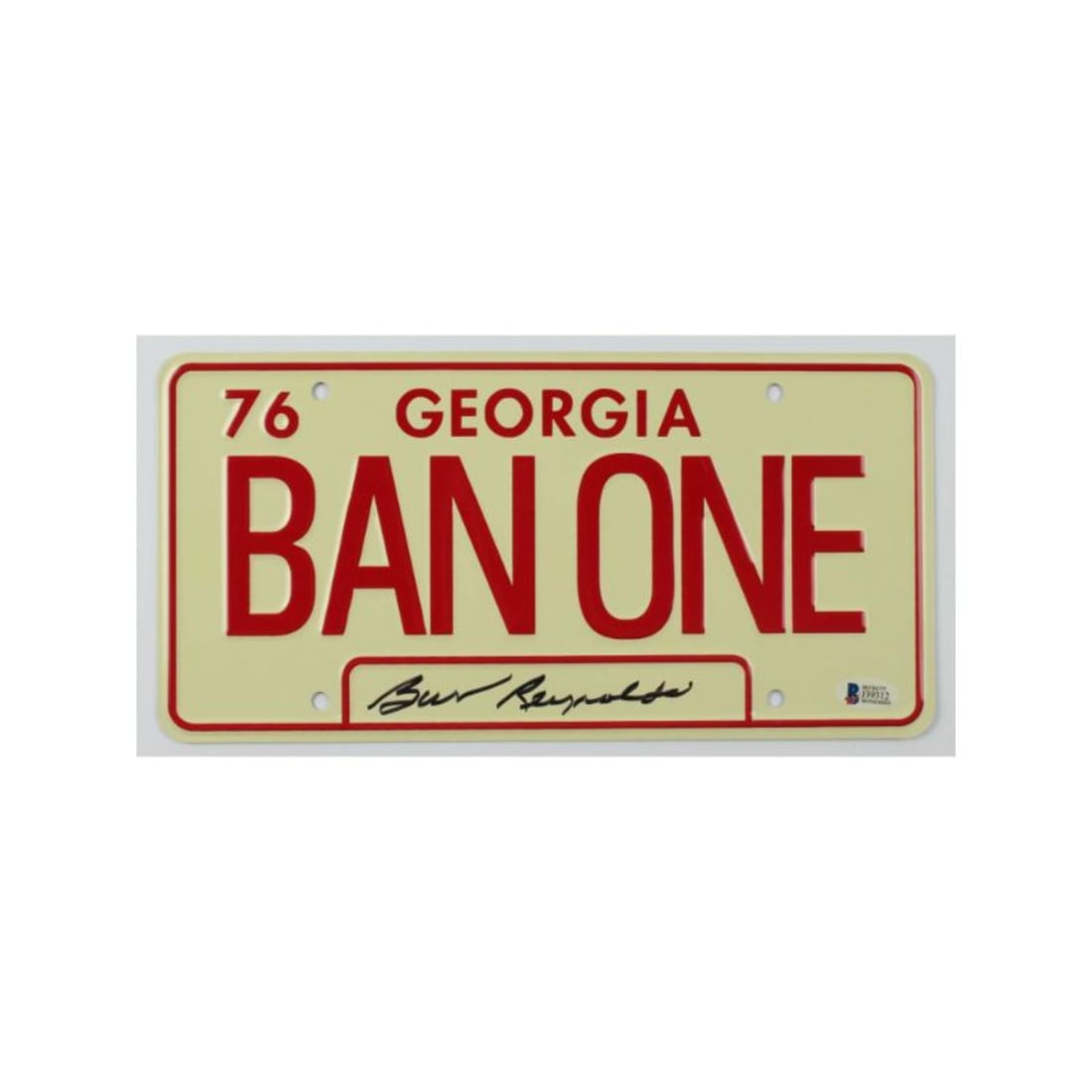 Burt Reynolds Signed "Smokey and the Bandit" 6x12 License Plate: "Smokey and the Bandit" license plate measures 6" by 12" in size and has been hand-signed by Burt Reynolds (D. 2018, Bo Darville "Bandit").The lot / autograph(s) includes an official Beckett Authentic