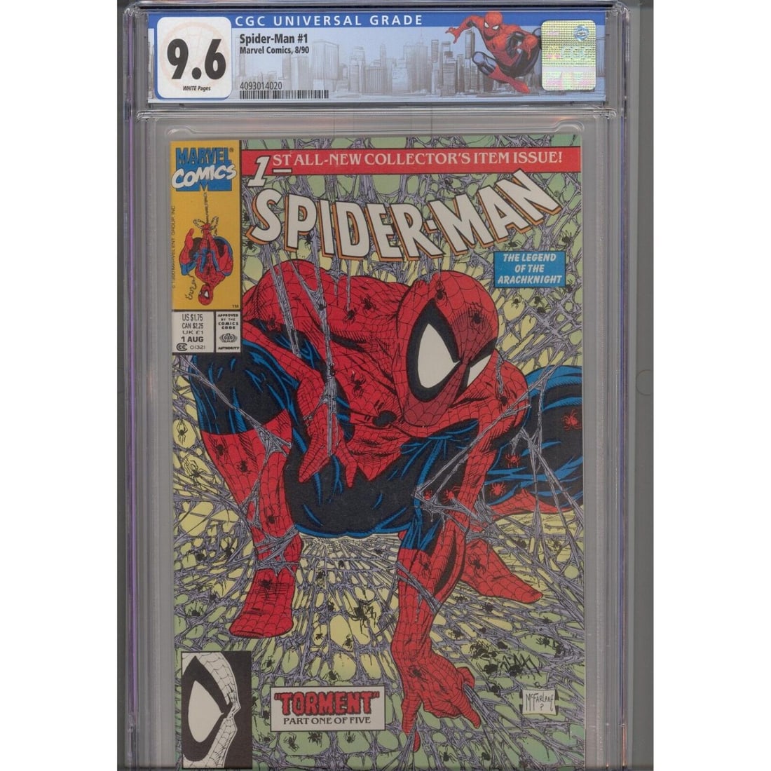 Spider-Man 1 CGC 9.6 1990 Marvel Comics Todd McFarlane Cover & Art Custom Label Key: Spider-Man 1 CGC 9.6 1990 Marvel Comics Todd McFarlane Cover & Art Custom Label Key