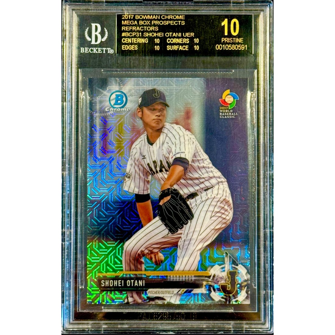 2017 BOWMAN CHROME MEGA BOX PROSPECTS REFRACTORS SHOHEI OTANI BGS 10 BLACK LABEL #BCP31 (1 of 1)