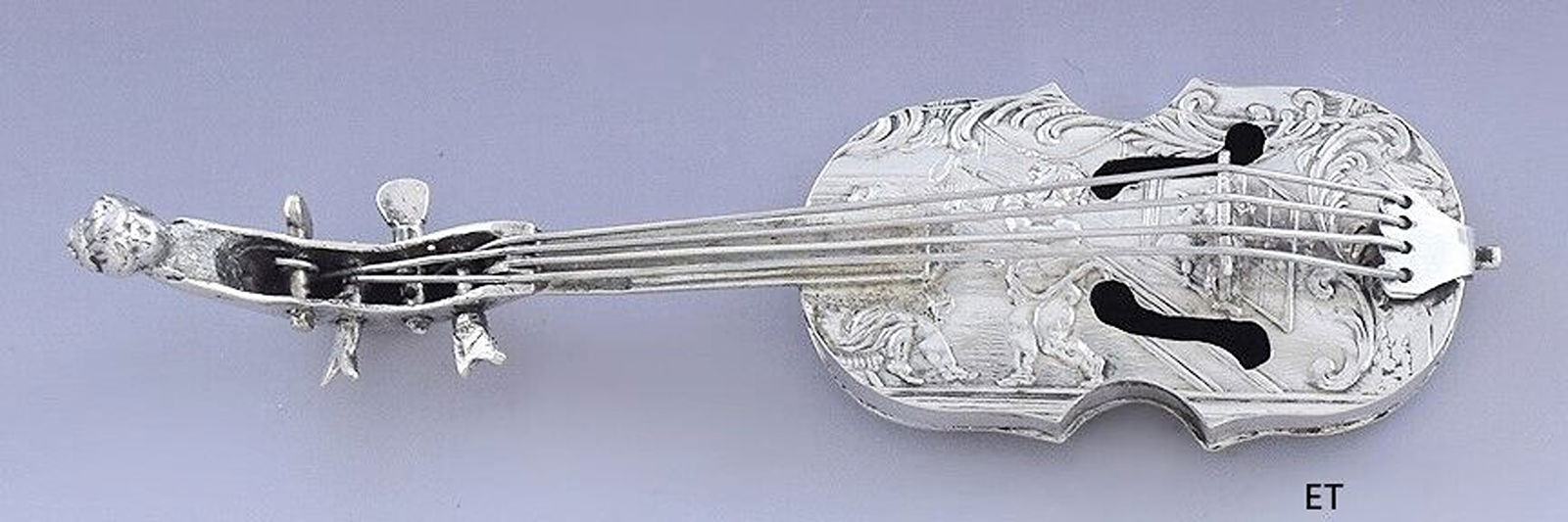late 1800s/early 1900s Charming 800 Silver Miniature Violin w/ Courting Scene (1 of 6)