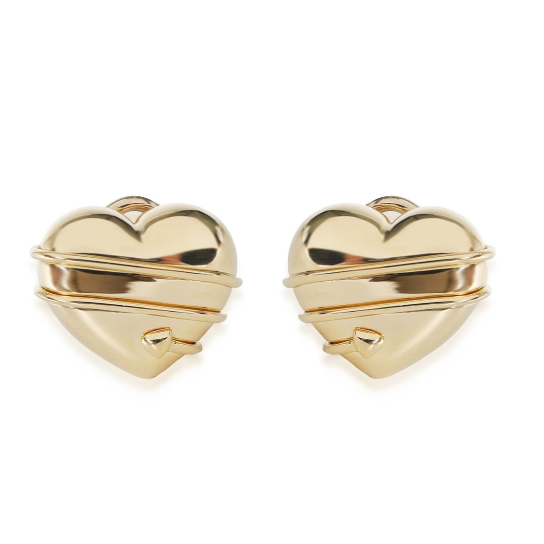 Tiffany & Co. Vintage Arrow Wrapped Heart Earrings in 18K Yellow Gold (1 of 3)