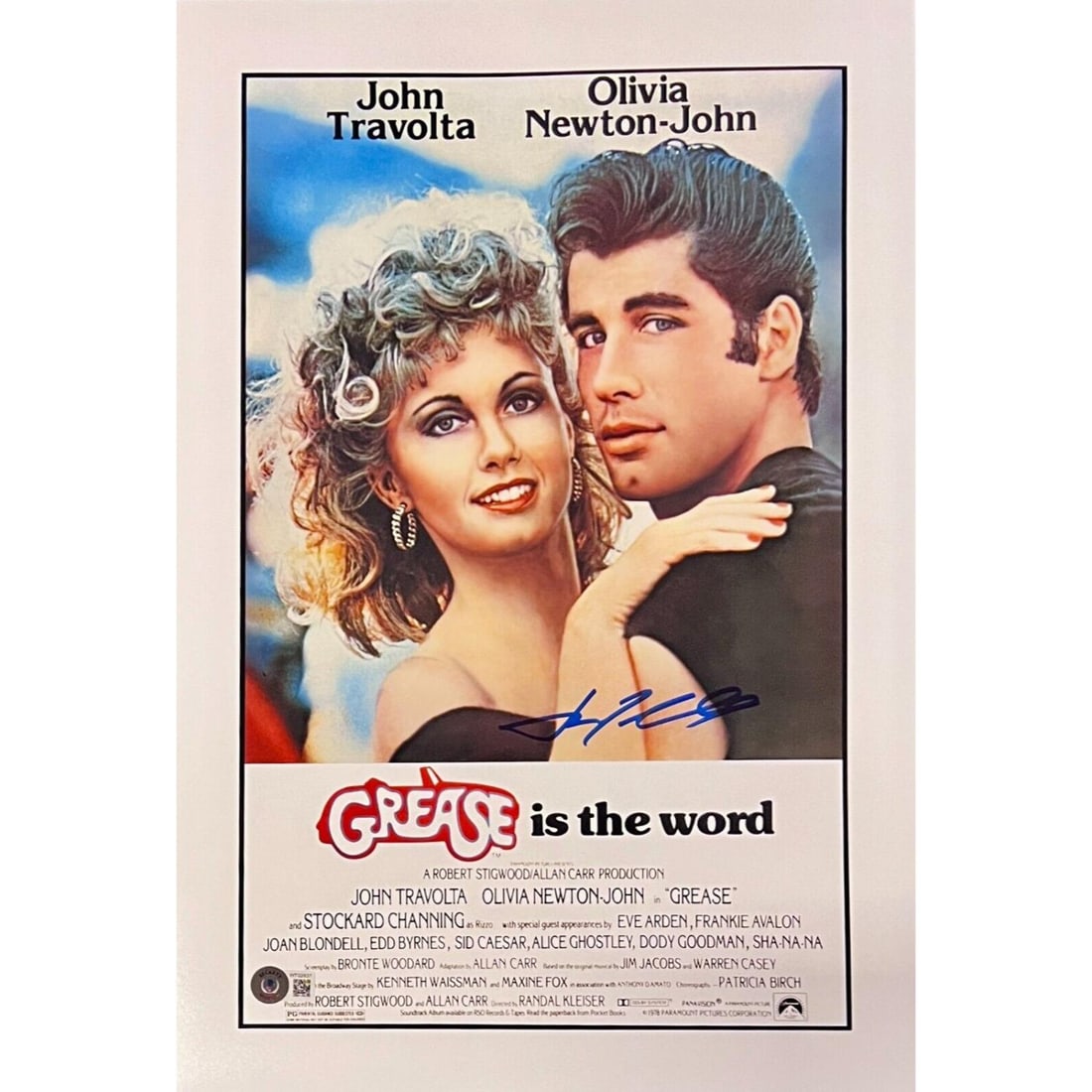 John Travolta Signed 12x18 Grease Movie Poster Photo (Beckett COA) (1 of 1)