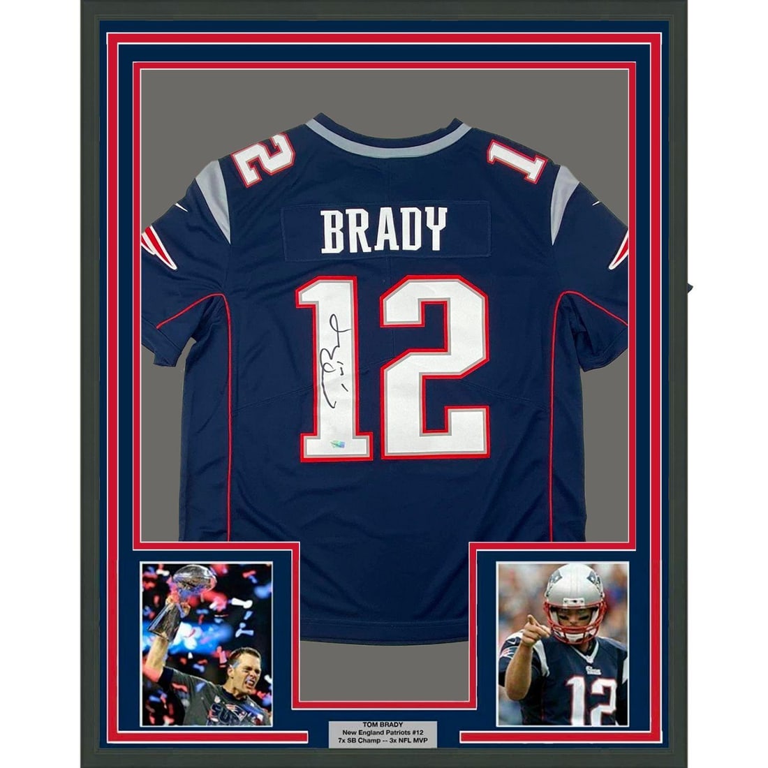 Framed Autographed/Signed Tom Brady 33x42 Patriots Jersey Fanatics COA/LOA (1 of 2)