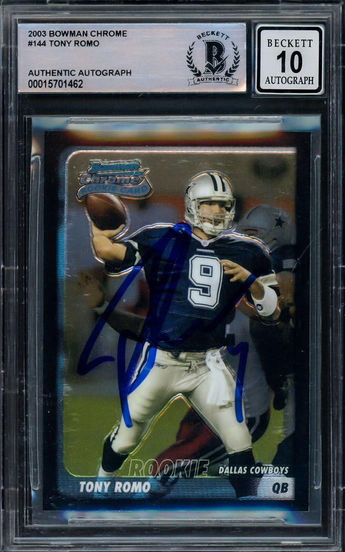 Tony Romo Autographed 2003 Bowman Chrome RC Cowboys Gem 10 Auto Beckett 15701462 (1 of 2)