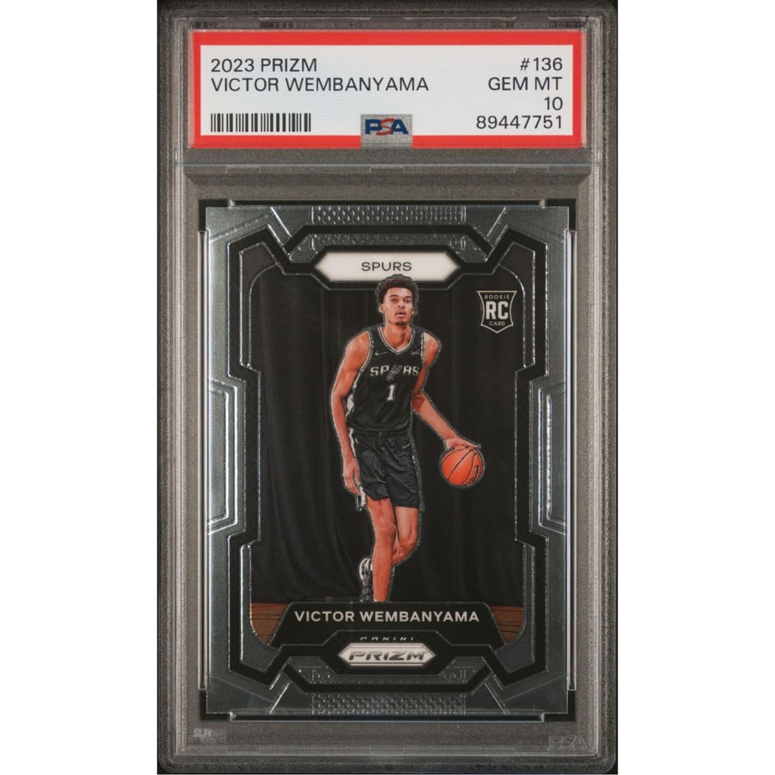 2023 Panini Prizm Victor Wembanyama PSA 10 Rookie #136 GEM MT 10 Spurs ROY (1 of 1)