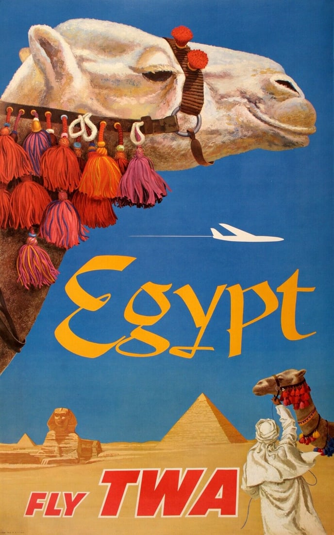 Original David Klein TWA Travel to Egypt Poster from the 1960's (1 of 1)