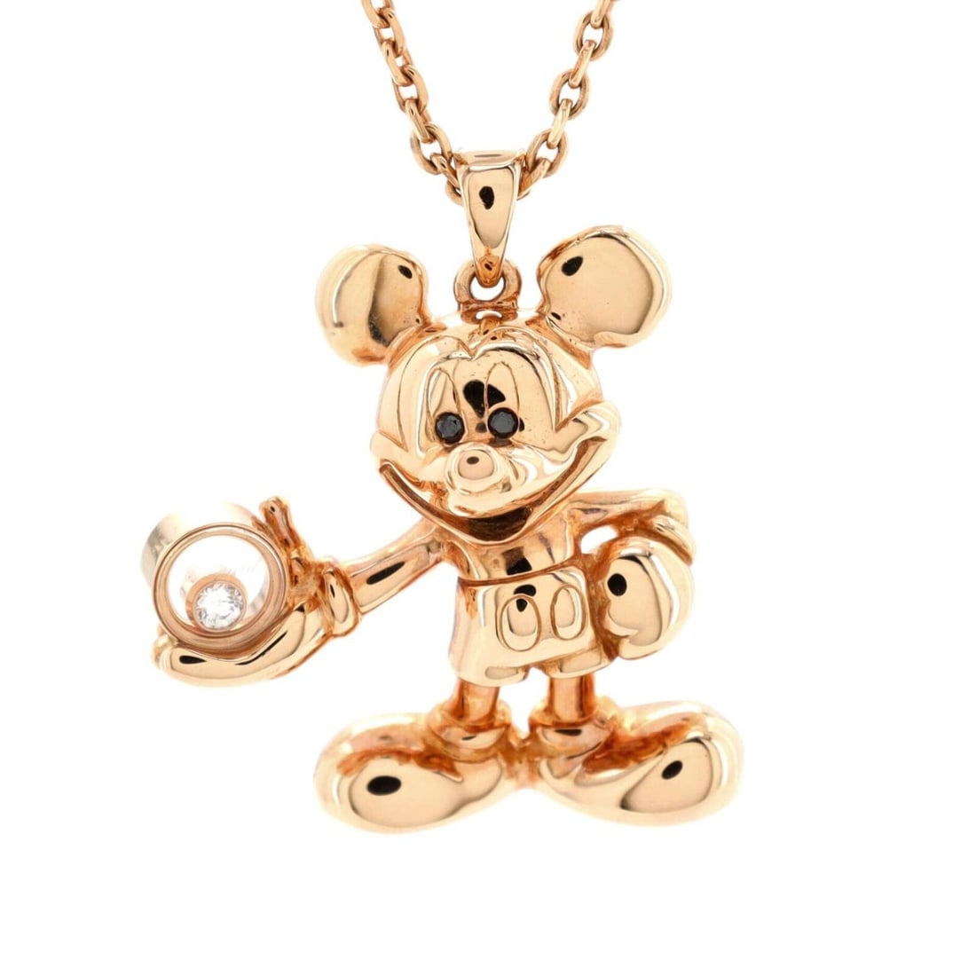 Chopard Happy Diamond Mickey Mouse Pendant Necklace 18K Rose Gold with Floating (1 of 3)